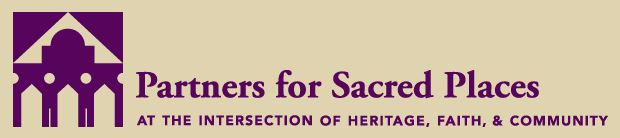 The organization logo for Partners for Sacred Places Here