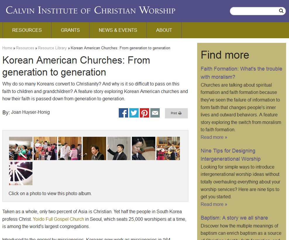 article Korean American Churches: From Generation to Generation Here
