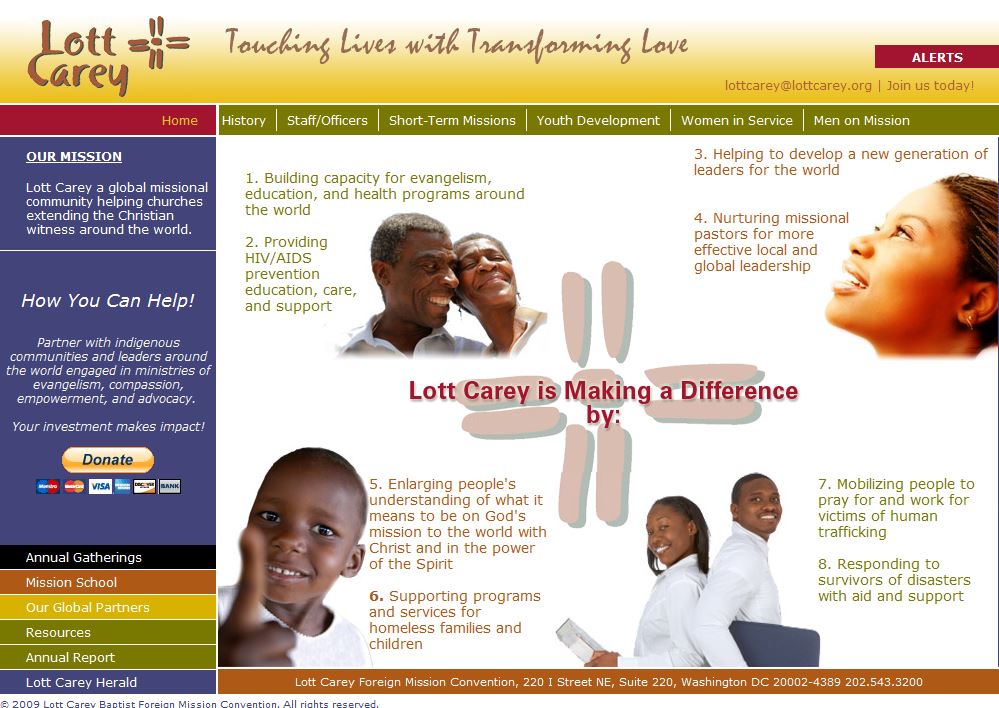 The organization logo for Lott Carey Here