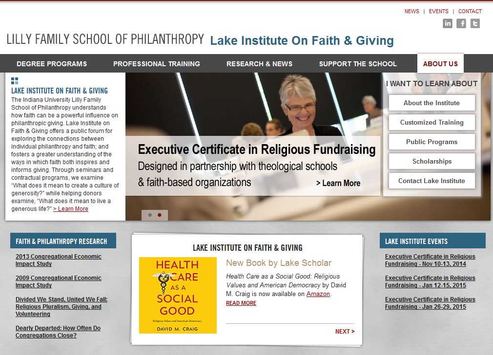 The organization logo for Lake Institute on Faith & Giving Here